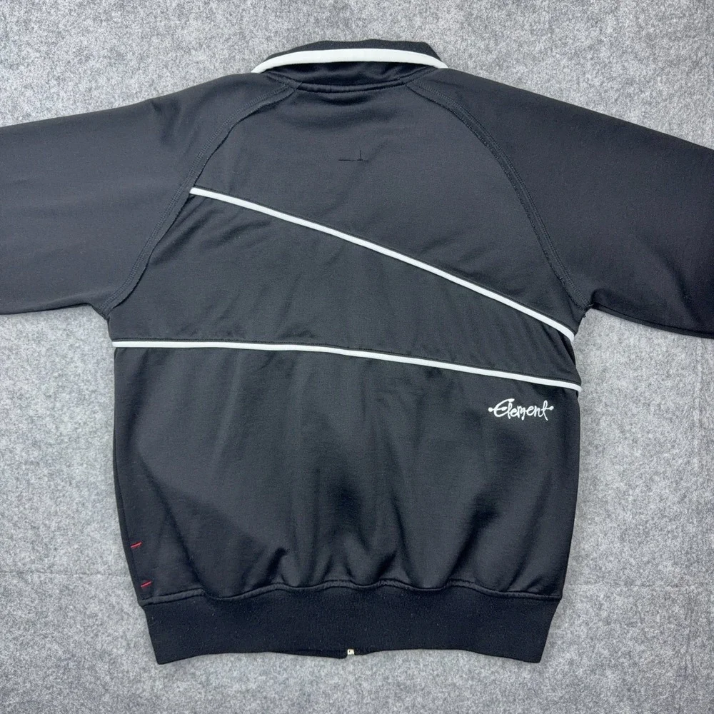 VTG Element Skateboards Track‎ Jacket Mens Large Black Full Zip Embroidered Y2K